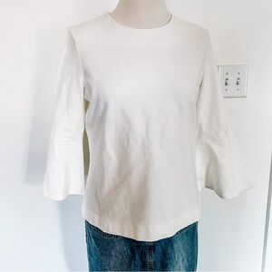 L.K. Bennett | White 3/4 Bell Sleeve Blouse